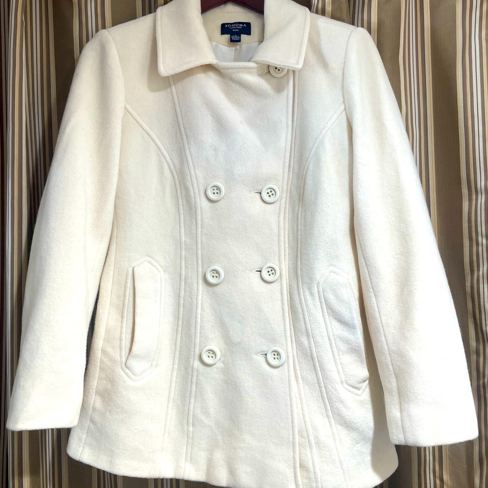 Sonoma Wool Peacoat - Beige, Size Small - Picture 2 of 9